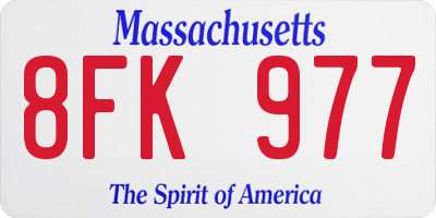 MA license plate 8FK977