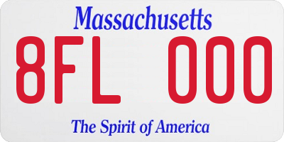 MA license plate 8FL000