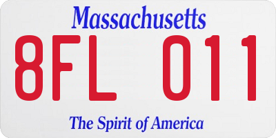 MA license plate 8FL011