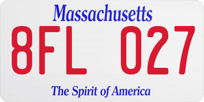MA license plate 8FL027