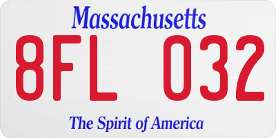 MA license plate 8FL032