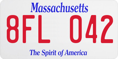 MA license plate 8FL042