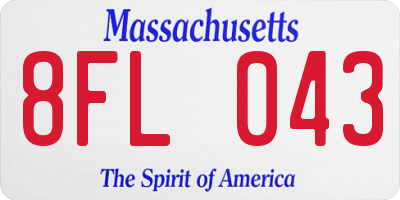 MA license plate 8FL043