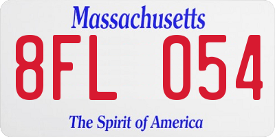 MA license plate 8FL054