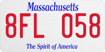 MA license plate 8FL058