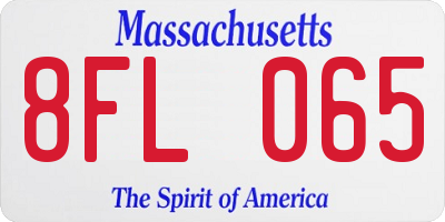 MA license plate 8FL065