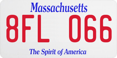 MA license plate 8FL066