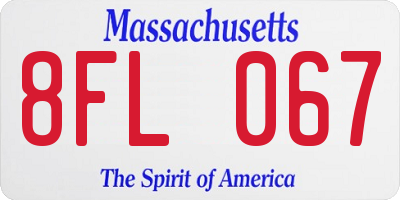 MA license plate 8FL067