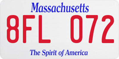 MA license plate 8FL072