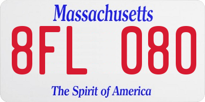 MA license plate 8FL080
