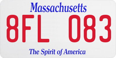 MA license plate 8FL083
