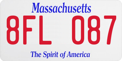 MA license plate 8FL087