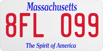 MA license plate 8FL099