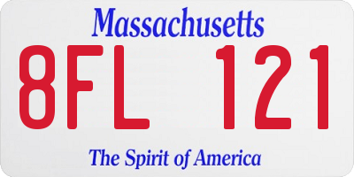 MA license plate 8FL121