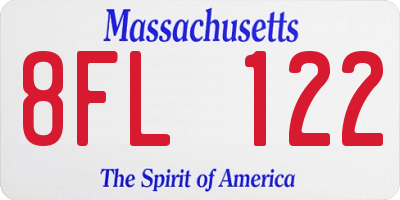 MA license plate 8FL122