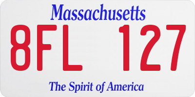 MA license plate 8FL127