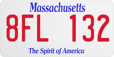MA license plate 8FL132
