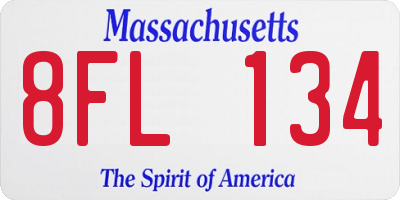 MA license plate 8FL134