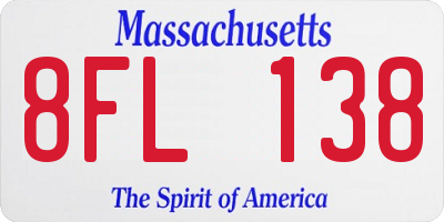 MA license plate 8FL138