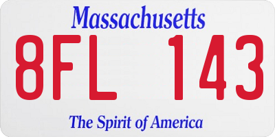 MA license plate 8FL143