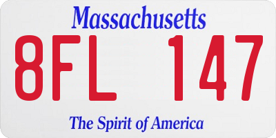MA license plate 8FL147