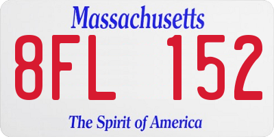 MA license plate 8FL152