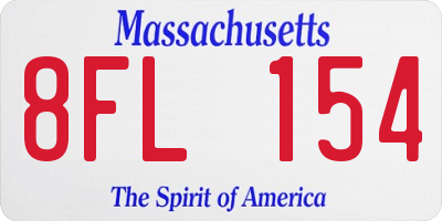MA license plate 8FL154
