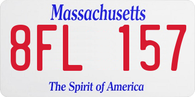 MA license plate 8FL157
