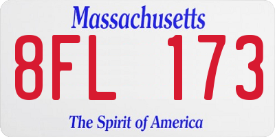 MA license plate 8FL173