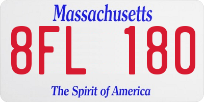 MA license plate 8FL180