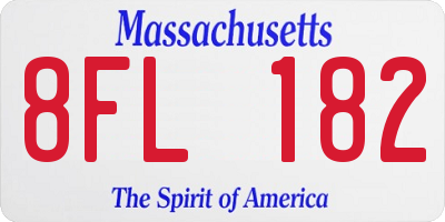 MA license plate 8FL182