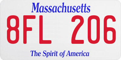 MA license plate 8FL206