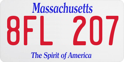 MA license plate 8FL207
