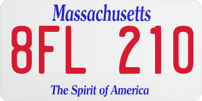 MA license plate 8FL210