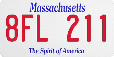 MA license plate 8FL211