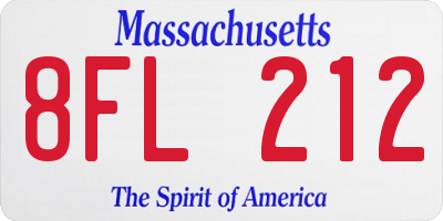 MA license plate 8FL212