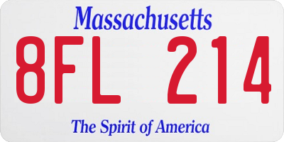 MA license plate 8FL214