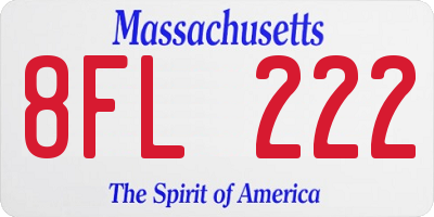 MA license plate 8FL222