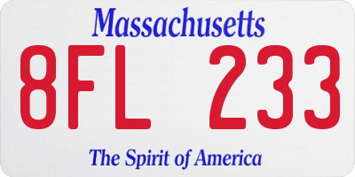 MA license plate 8FL233
