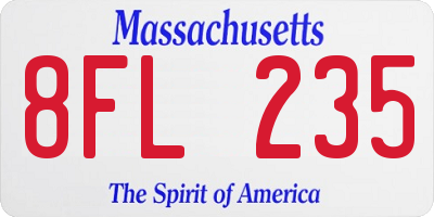 MA license plate 8FL235
