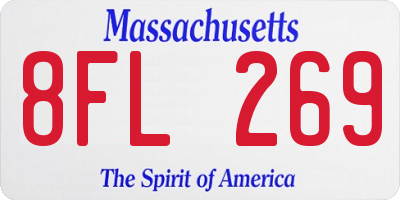 MA license plate 8FL269