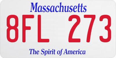 MA license plate 8FL273