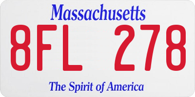 MA license plate 8FL278