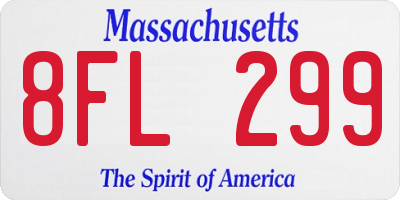 MA license plate 8FL299