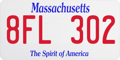 MA license plate 8FL302