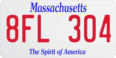 MA license plate 8FL304