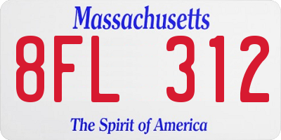 MA license plate 8FL312