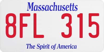 MA license plate 8FL315