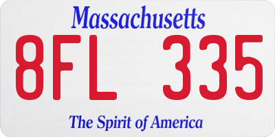 MA license plate 8FL335