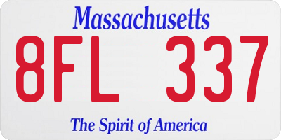 MA license plate 8FL337
